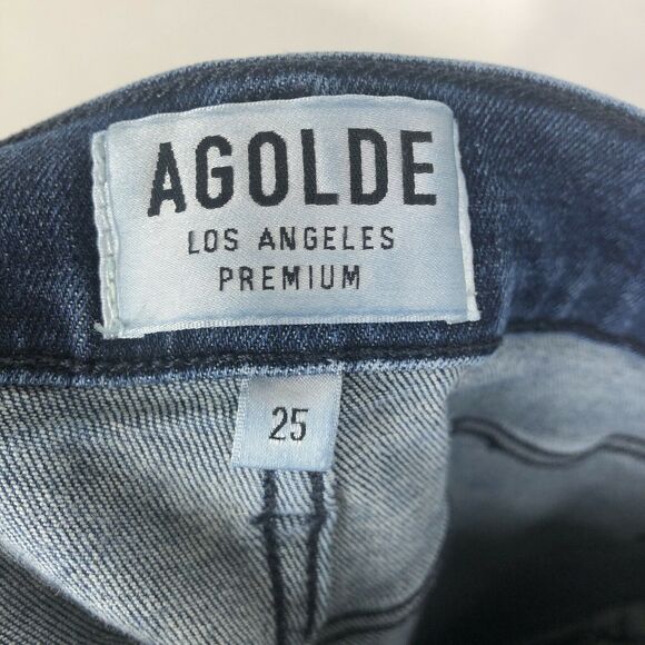 AGOLDE Sophie Skinny High Rise Distressed Ripped Blue Jeans Womens Size 25 - Picture 6 of 8